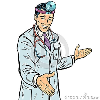 Doctor therapist surgeon handshake Vector Illustration