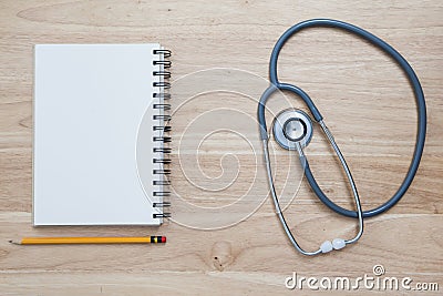 Doctor tool stethoscope on table background Stock Photo