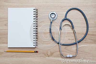 Doctor tool stethoscope on table background Stock Photo