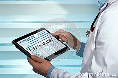 Doctor with a tuberculosis diagnosis in digital medical report Stock Photo