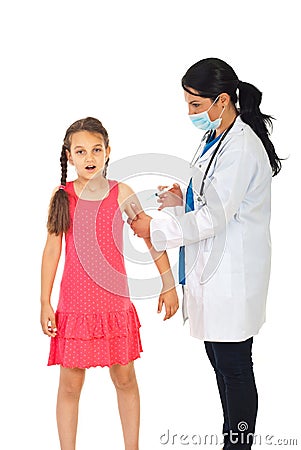 Doctor vaccine scared girl Stock Photo