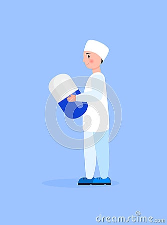 Doctor vector isolated for web, app. Therapist, surgeon, scientist are shown in cartoon style. Nurse is helping. Medical stuff Cartoon Illustration