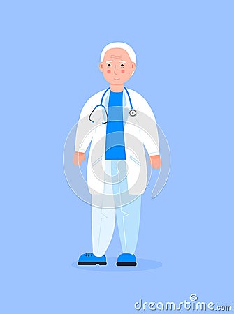 Doctor vector isolated for web, app. Therapist, surgeon, scientist are shown in cartoon style. Nurse is helping. Medical stuff Cartoon Illustration