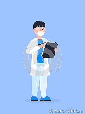 Doctor vector isolated for web, app. Therapist, surgeon, scientist are shown in cartoon style. Nurse is helping. Medical stuff Cartoon Illustration