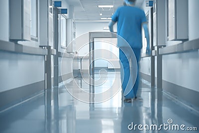 Doctor walking on hospital hallway Stock Photo