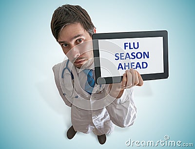 Doctor is warning against flu season ahead. View from top Stock Photo