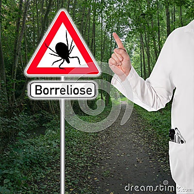 Borreliosis, Doctor warns with raised index finger Stock Photo