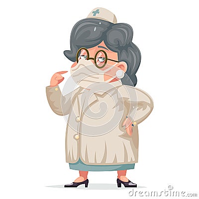 Doctor wear protective medical face attendant nurse character adult design cartoon vector illustration Vector Illustration