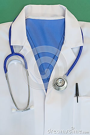 Doctor white coat and stethoscope Stock Photo