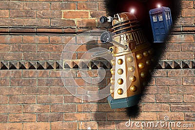 Doctor who tardis travel space time continuum brick wall science fiction Editorial Stock Photo