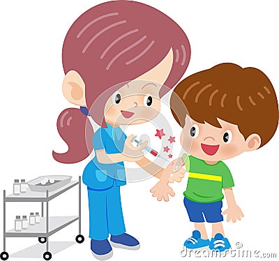 Doctor woman doing vaccination Vector Illustration