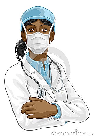 Doctor Woman in Medical PPE Mask Vector Illustration