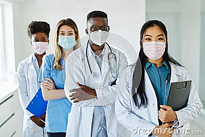 doctor woman portrait hospital team man nurse medical health medicine diversity unity multiracial black asian healthcare Stock Photo