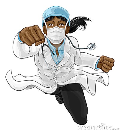 Doctor Woman Super Hero Medical Concept Vector Illustration