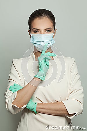 Doctor woman on white background. Medicine, cosmetology and vaccination concept. Stock Photo