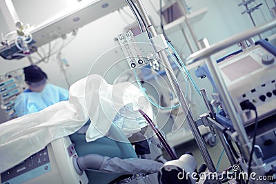 Doctor work in ICU Stock Photo