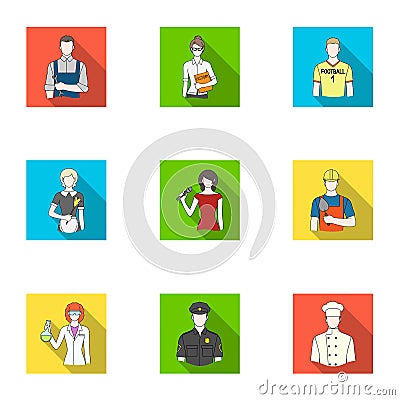 Doctor, worker, military, artist and other types of profession.Profession set collection icons in flat style vector Vector Illustration