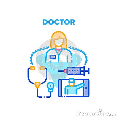 Doctor Worker Vector Concept Color Illustration Stock Photo