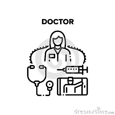 Doctor Worker Vector Concept Color Illustration Vector Illustration