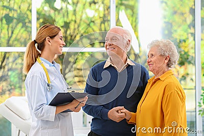 Doctor working with elderly patients Stock Photo