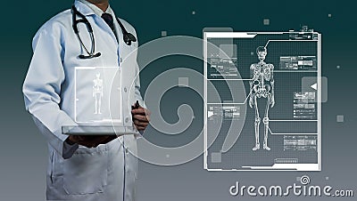 Doctor working with tablet Stock Photo