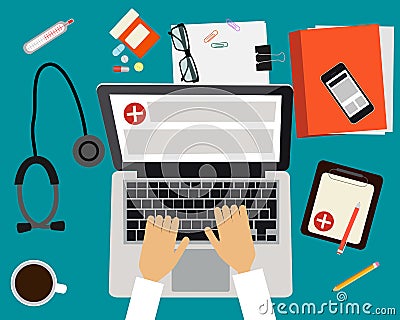 Doctor workplace Vector Illustration