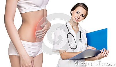 Doctor and young patient with health problem Stock Photo