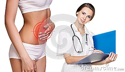 Doctor and young patient with health problem Stock Photo