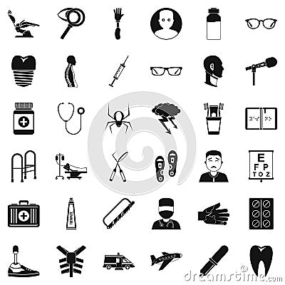 Doctoral care icons set, simple style Vector Illustration