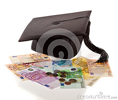 Doctorates and the euro. Stock Photo