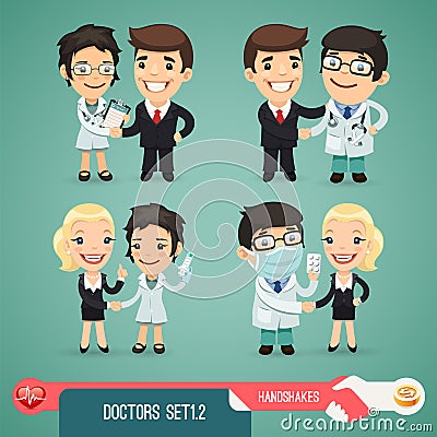 Doctors Cartoon Characters Set1.2 Vector Illustration