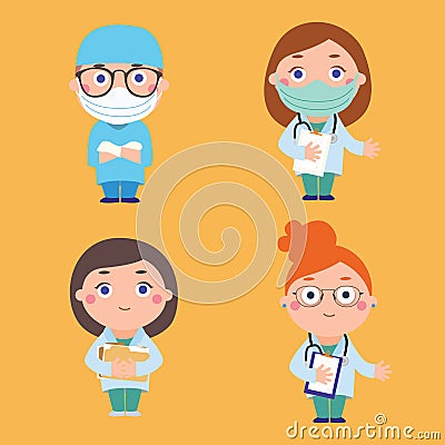 Doctors cartoon characters Vector Illustration