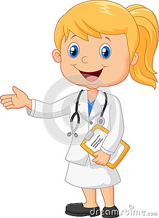 Doctors cartoon make a presentation Vector Illustration