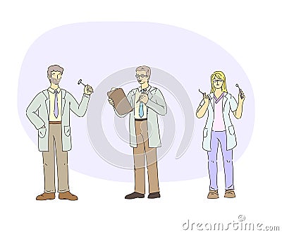 Doctors characters. Hospital healthcare staff doctor neurologist, dentist, psychotherapist. Medical team professional hospital Vector Illustration