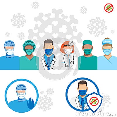 Coronavirus epidemic control image set Vector Illustration