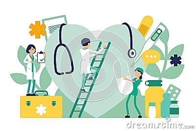 Doctors, general practitioners working Vector Illustration