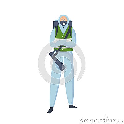 Doctors without mask and in mask. Medical workers on a white. Hospital staff. Disinfector. Vector illustration in a flat Vector Illustration