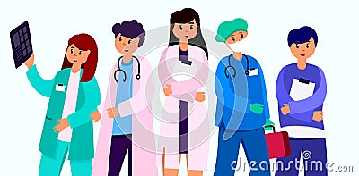 Doctors medicine prevention of diseases and viruses Masked doctor, medical student, resident, intern Illustration for Vector Illustration