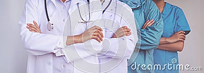 Doctors and Nurses coordinate hands. Concept Teamwork Stock Photo