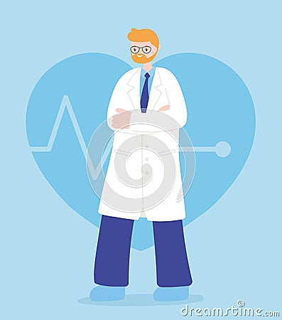Doctors and nurses, professional physician staff medical character Vector Illustration