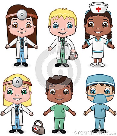 Doctors and Nurses set 1 Vector Illustration