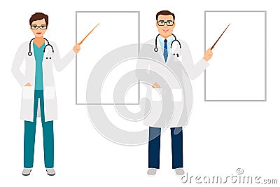 Doctors pointing on presentation board Vector Illustration