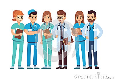 Doctors set. Medical staff team doctor nurse therapist surgeon professional hospital workers group medic, cartoon vector Vector Illustration