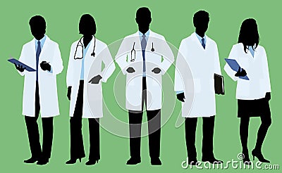 Doctors in Silhouette Vector Illustration