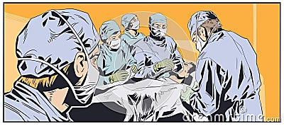 Doctors in surgical masks. Operating room. Stock illustration Vector Illustration