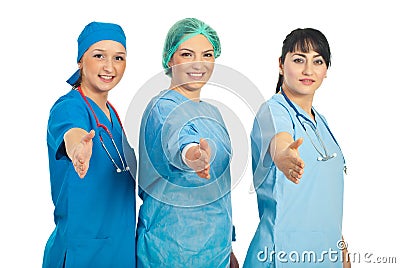 Doctors women welcoming Stock Photo