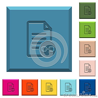 Document attachment engraved icons on edged square buttons Stock Photo