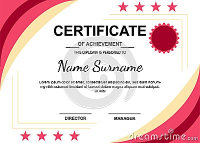 document certificate achievement background template vector design creative Vector Illustration