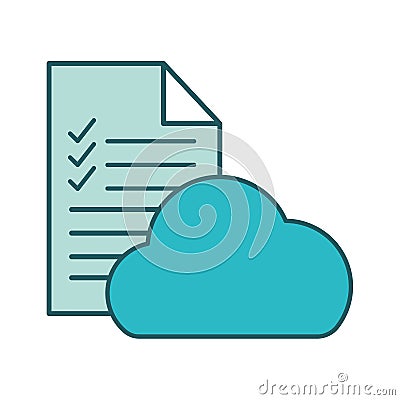 Document with check marks and cloud computing line and fill style icon vector design Vector Illustration