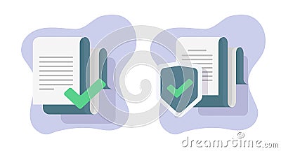 Document contract fraud check verify approve icon vector, digital privacy reviewed permission shield, private secure information Vector Illustration
